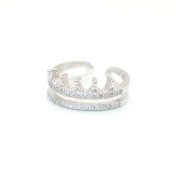 2019 HF JEL Új Korona Strasszos Gyűrű Állítható Eljegyzési 925 Sterling Ezüst Gyűrű a Nők Esküvő Ékszer Tartozék