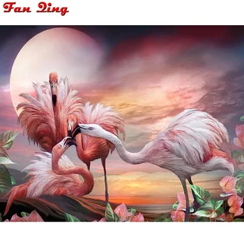 Diy 5D Gyémánt Festmény Flamingo Naplemente Táj Hímzés Teljes Négyzet/Kör Strasszos keresztszemes Kézimunka Mozaik Art Dekor