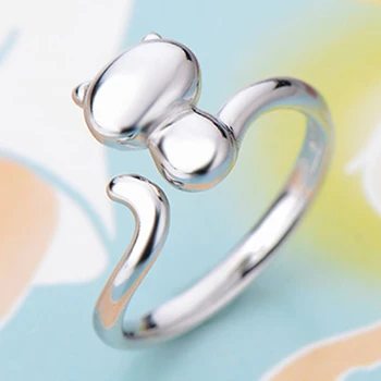 KOFSAC Új Divat 925 Ezüst Gyűrű Egyszerű, Aranyos Macska Gyűrűk Nők Lány Szülinapi Parti Ékszer Ajándék Judit Feminino 2018 Forró Eladó