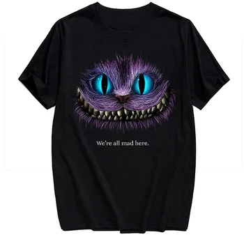 CLOOCL Vicces Pamut póló Divat Rajzfilm Cheshire Macska 3D Nyomtatott Alkalmi TShirt Harajuku Stílus Pamut Pólók Felsők Csepp Szállítás