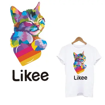 Szeretni app vicces macska thermo csík matrica ruhát hőérzékeny vas a foltok, ruházat, DIY T-shirt transzferek matrica