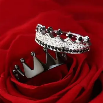 2 Db/Készlet Hercegnő Luxus Korona Intarziás Strasszos Kristály Cirkon Női Gyűrű Készlet Nők Esküvői Parti Ékszer Ajándék