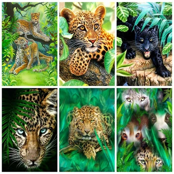 EverShine Gyémánt Hímzés Teljes Négyzet leopárd Cross Stitch Gyémánt-Mozaik Állat keresztszemes Kép Strassz Kézimunka