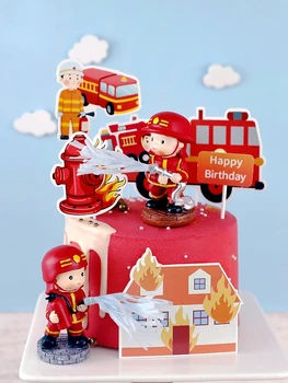 Szép a Víz Fegyvert Tűzoltó Torta Dekoráció Boldog Szülinapot Tűzvédelmi Torta Topper a Gyermekek Nap, Gyerek Party Kellékek Sütés
