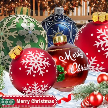 60cm Karácsonyi Felfújható Dekoratív Labda, Kültéri PVC Felfújható Labda Óriás karácsonyfa Dekoráció Ünnepi Felfújható Karácsonyi Bál