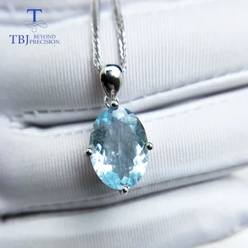 TBJ,Luxus ovális alakú medál jó színű természetes brazil akvamarin kő a 925 sterling ezüst luxus ékszerek nők