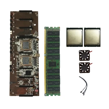X79 BTC Bányászati Gép Alaplap 9XPCI-E X16 Támogatás 3060 Grafikus Kártya 60mm Dobás 2X2620 CPU RECC 8G DDR3 Memória