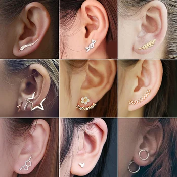 Divat Fülbevaló Ékszer Levél Geometriai Háromszög Fülbevaló Női Aranyos Mini Levél Earing Fül Piercing Legjobb Barátom Ajándék