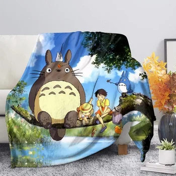 Anime Totoro 3D Takaró az Ágy Nyomtatott Rajzfilm Anime Flanel Takaró Kanapé lakberendezés Fél Diák Divat Takarót