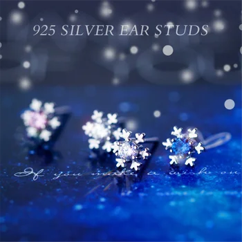 Luxus 100% 925 Sterling Ezüst Karácsonyi Hópehely Fülbevaló Női Mozaik Kristály Cirkónia Esküvői Divat Ékszer Ajándék