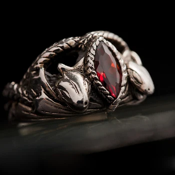 4 Méret LOTR Ékszerek Aragorn a Gyűrűt, a Vörös Kő S925 Állat Ezüst Kígyó Stílusú Gyűrű, Férfi ruha, Ajándék Gyűrű