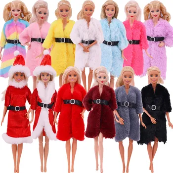 Baba Ruhák Barbie Ruha Plüss Pulóver Pulóver Ruha Karácsonyi Jelmezek 11 Inch Lány Barbie 1/3BJD Baba Kabát Barbies