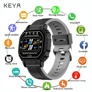 KEYA B2 Intelligens Karóra Férfiaknak Vízálló IP67 Bluetooth Hívás Smartwatch Vér Oxigén pulzusmérő Fitness Tracker IOS, Android Xiaomi