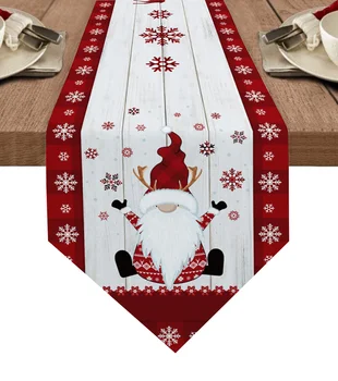Karácsonyi Hópehely Gnome erezetű, asztali futó Esküvői asztali Dekoráció Fedezze Karácsonyi Dekoráció az Otthoni terítő