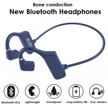 Csontvezetéses Fejhallgató Bluetooth 5.2 Vezeték nélküli Fülhallgató Sztereó kihangosító Mikrofonnal Futó Sport Fülhallgató