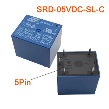 2db/Sok DC 5V Tekercs 5-Pin Mini SPST Teljesítmény Relé 10A Songle SRD-05VDC-SL-C Relé Automatikus Univerzális PCB-Hegy elektromos vezeték