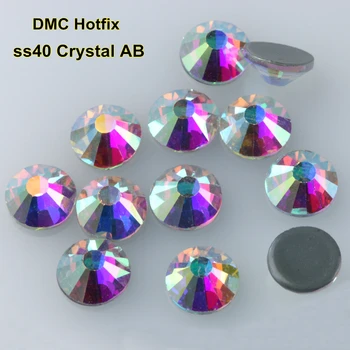 144pcs/Sok, Hot Fix Strassz ss40 (7.9-8.1 mm) Magas Minőségű DMC Crystal ab Vas a Kristályok