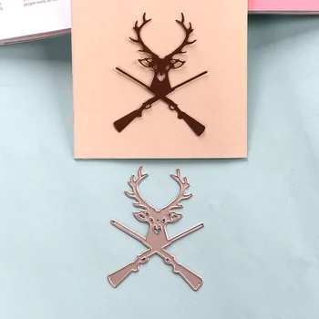 DUOFEN fémforgácsolási MEGHAL vadászni szarvasra, fegyvert dombornyomás stencil DIY Scrapbook Papír Album 2019 új