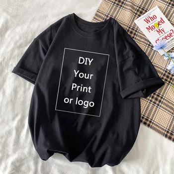 Nyári póló A Saját Design Márka, Logó, Kép vagy a Custom Print Fekete Tshirt a Nők DIY T-shirt Túlméretezett Maximum Tee Női