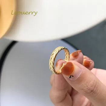 Leouerry Egyszerű görög Istennő olajág Nyitott Gyűrű 925 Sterling Ezüst Kreatív Csavar, Gyűrű, a Nők Jól 925 Ezüst Ékszerek