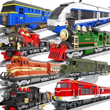 Ausini Város Vonat Modell Építőkövei Kocsi Rakomány Szállítására Személyszállító Vonat Állomás Vasúti Sínek Mozdony Építése Játékok