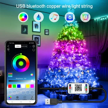 20m LED String Fény Garland Girland USB-Bluetooth-tündérfény A karácsonyfa 2021 Karácsonyi, szilveszteri Buli Szoba Dekoráció