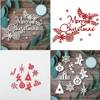 Boldog Karácsonyt fémforgácsolási Meghal Stencil Scrapbooking Kártya Dombornyomás Kézműves DIY karácsonyfa Dekoráció, Ajándékok