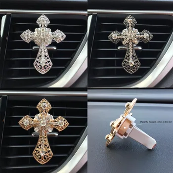Autó Dísz Kristály Kereszt Jézus Légfrissítő Gyémánt Autók Lakberendezés Szellőzők Parfüm Klip Diffúzor