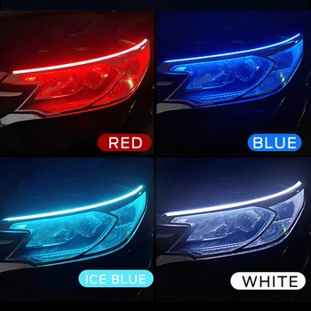 2db LED DRL Autó Nappali menetjelző Fény Rugalmas, Vízálló Szalag Automatikus Fényszóró Fehér indexet, Sárga Fék Flow Világítás 12V