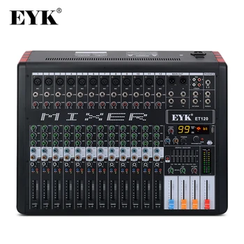 EYK ET120 12Channels Professzionális Audio Keverő, 7 sávos EQ 99DSP USB Bluebooth Felvétel, Keverés Konzol AUX Kimenet, FX