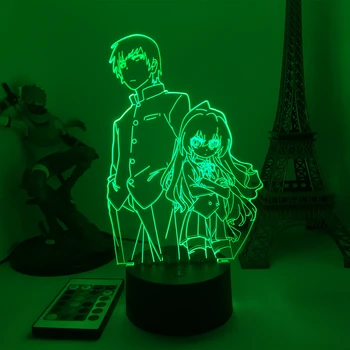 Anime Toradora Ábra Modell LED-es Éjszakai Fény Tajga Ryuuji Figurák 3D Lámpa Dekoráció Anime Szerelmeseinek Karácsonyi Ajándékok