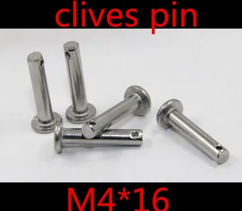 50pcs/sok M4*16 4mm M4 304 rozsdamentes acél Clevis Pin,Lapos fej, hengeres pin hole
