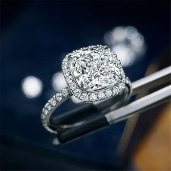 Ekopdee Klasszikus Luxus Tér Cirkon Gyűrűk A Nők, az Örökkévalóság Ígérete CZ Kristály Ujj Gyűrű Eljegyzési, Esküvői Ékszerek 2021 Új