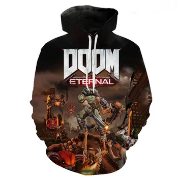 Új Doom Örök 3D Nyomtatott kapucnis felső Melegítőfelső Férfi Nő Gyermek Divat, Alkalmi Fiú Lány Gyerek Hosszú Ujjú Streetwear Pulóver