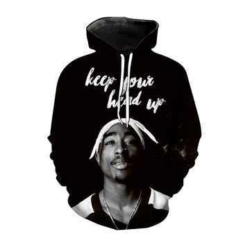2PAC 3D Nyomtatás kapucnis felső Hip-Hop Rapper Streetwear a Férfiak a Nők a Divat Kapucnis melegítő felső Pulóver Kapucnis Trendi Tupac Férfi kapucnis felső