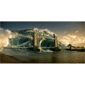 ArtBack 5d diy gyémánt festmény híd cunami teljes négyzet táj, gyémánt-mozaik 3d-s gyémánt hímzés film ikon dekoráció