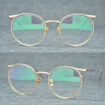 Kézzel Készített Retro Kerek Szemüveg Keretek Japán Titán Ultra-könnyű Rövidlátás Szemüveget A Nők Receptet Gafas Oculos