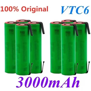 100% - os.Eredeti.recargable.VTC6-batería. de litio,3,7 V-3000mAh,para.18650.VTC6.30A, park,linterna,