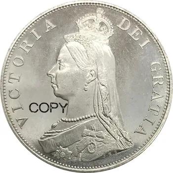 Nagy-Britannia 2 Forint Victoria 2. portré Dupla Florin 1887 Cupronickel Ezüst Bevonatú Másolás Érmék