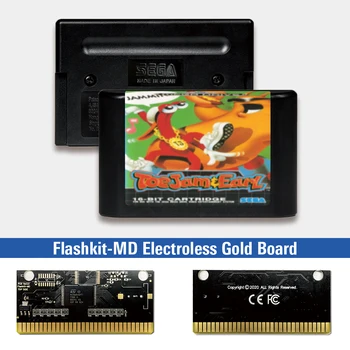 ToeJam & Earl - EUR Címke Flashkit MD Electroless Arany PCB Kártya Sega Genesis Megadrive videojáték-Konzol