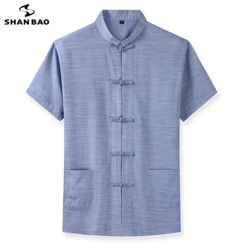 5XL 6XL 7XL 8XL Kínai stílusú alkalmi, rövid ujjú ing 2021 nyári márka férfi ifjúsági laza egysoros nagy méretű póló