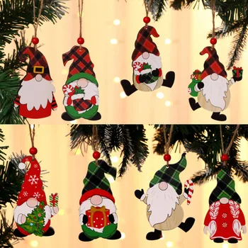Új Év 2022 Karácsonyi Dísz Fából készült Lóg Medálok Gnome Csillag karácsonyfa Bell Karácsonyi Dekoráció az Otthoni Navidad 2021