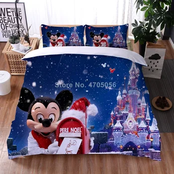Karácsonyi Ajándék Disney Mickey Egér Ágynemű Szett Rajzfilm paplanhuzat Párnahuzat Gyermek Ágy Meghatározott Királynő franciaágy 140x200cm