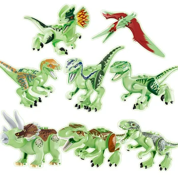 Átlátszó világító építőkövei Dinoszaurusz Világ Tyrannosaurus Modellek Játékok Gyerekeknek, Születésnapi Ajándék Kompatibilis Állat Blokk