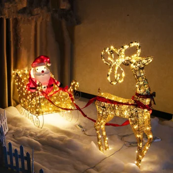 Karácsonyi világító kovácsoltvas doe család három díszek fawn szán kosár bar hotel bevásárlóközpont hangulatú dekoráció