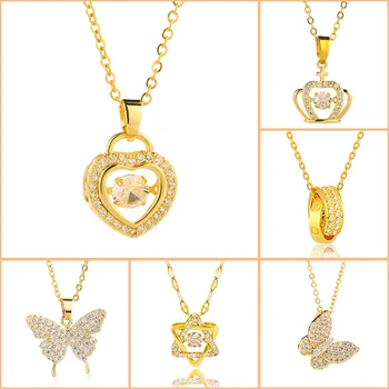 Koreai Trendi Korona Pillangó Gyűrű Nyaklánc Női Rozsdamentes Acél Ékszer, Arany nyaklánc Medál Nyaklánc Ajándék Ingyenes Szállítás