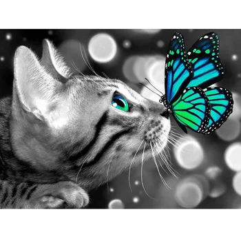 5D DIY Gyémánt Festmény Macska Pillangó keresztszemes Készlet Teljes Gyakorlat Hímzés Mozaik Art Kép a Strassz Kézműves Ajándék, Dekoráció