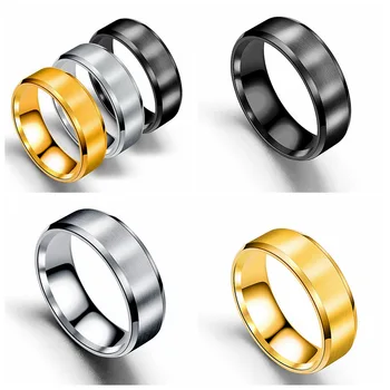 Titán Cincin Király Egyszerű Emberek Gyűrű Fekete-Arany-Ezüst Fényezés Ujját Rozsdamentes Acél Sima Egyszerű Gyűrű Méretek 6 7 8 9 10 #
