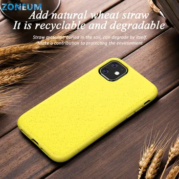 ZONEUM iPhone 11 esetben környezetbarát anyag-búza szalma-biológiailag lebomló iphone 7 8 12 13 Pro MAX telefon esetében