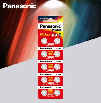 Panasonic 10pc 1,5 V-os gombelem Elem lr44 Lítium Érme Akkumulátorok A76 AG13 G13A LR44 LR1154 357A SR44 100% Eredeti